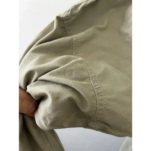 Vtg USA Utility Shirt Dress 10 Safari Minimalist Military Green Normcore Cotton - Image 7