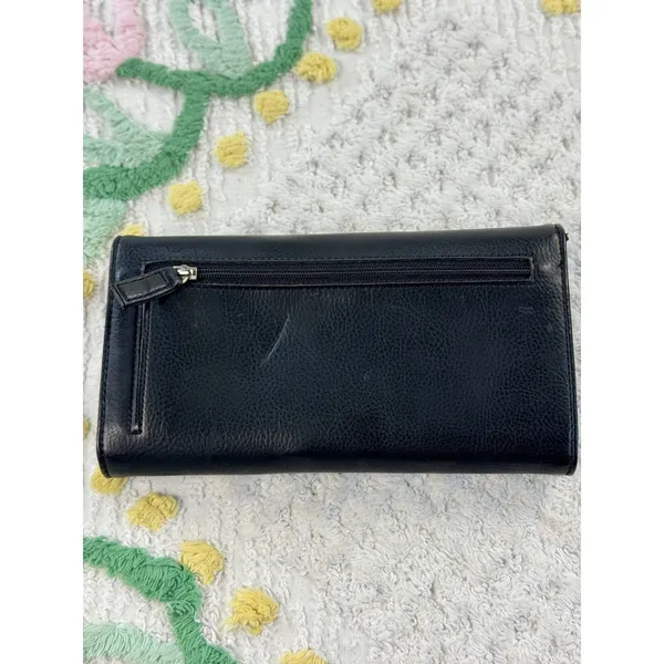 Esprit Black Pebbled Trifold Wallet with ID Window and Logo Plaque‎ - Image 2