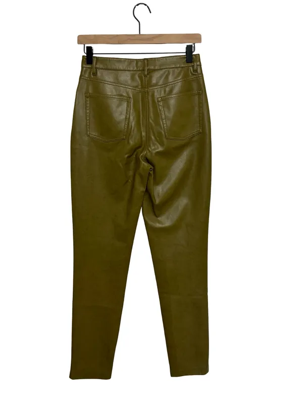 Aritzia Wilfred The Melina Vegan Leather Pants in Chartreuse Green - Size 6 - Image 2