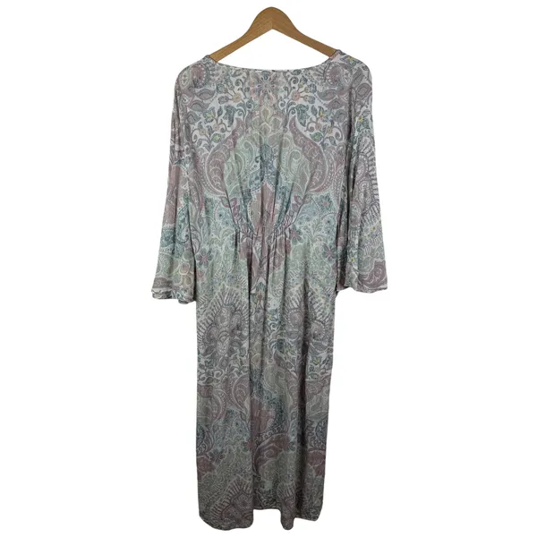 World Market Paisley Rayon‎ Kaftan Maxi Dress Size S/M Kimono Sleeve Boho Soft - Image 5