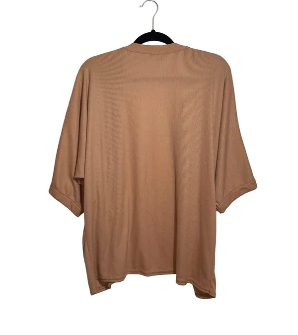 Tan Open Front Woven Kimono Sleeve Cardigan M/L - Image 5