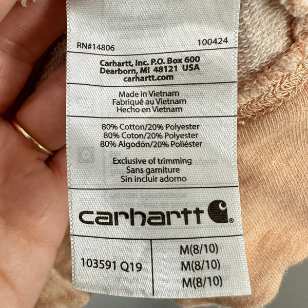 Carhartt Peach Orange Heathered Pullover Hoodie Thumbholes Women's Medium Casual - Image 6