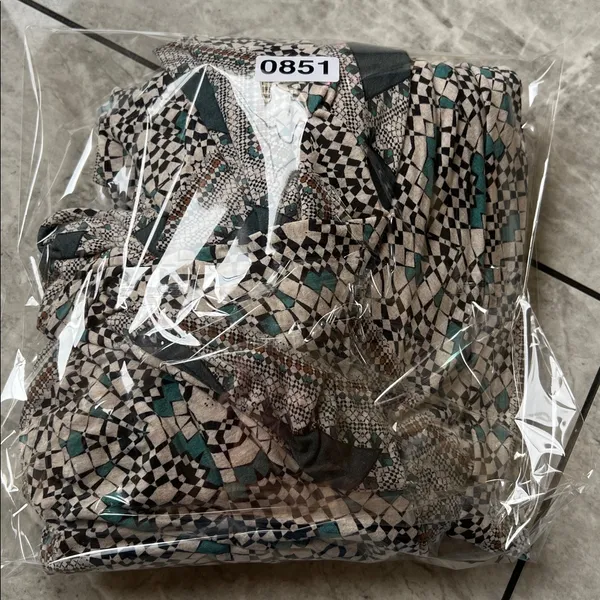 Maeve Dress Womens Small Green Geometric Mosaic Print Long Sleeve Wrap Boho - Image 5