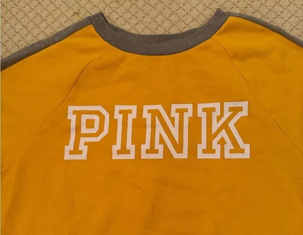 Victoria’s Secret PINK orange grey logo long sleeve women’s size medium - Image 3