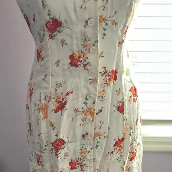 Altar'd State Floral Maxi Dress with Cream and Red Accents - Image 2