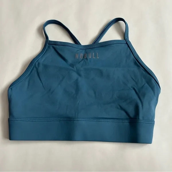 NoBull Women Matte High Neck Sports Bra Unpadded Teal Blue Stretch Size XS NWOT - Image 3
