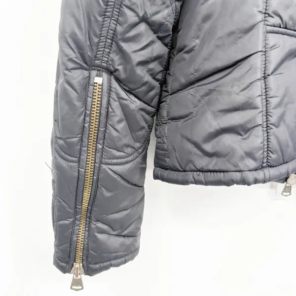 Diesel Womens Black Vintage Y2K Quilted Moto Utility Bomber Jacket Size L - Image 6