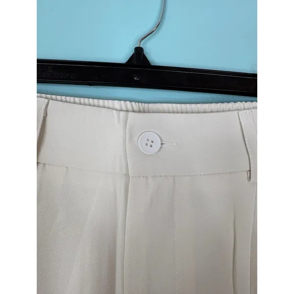Noahella Wide Leg Pleated Trousers Cream‎ High Waist Pants Small Classic Office - Image 3