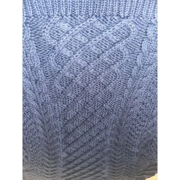 J.Crew Womens Navy Blue 100%‎ Cotton Lattice Cable Knit Crew Neck Sweater Small - Image 3