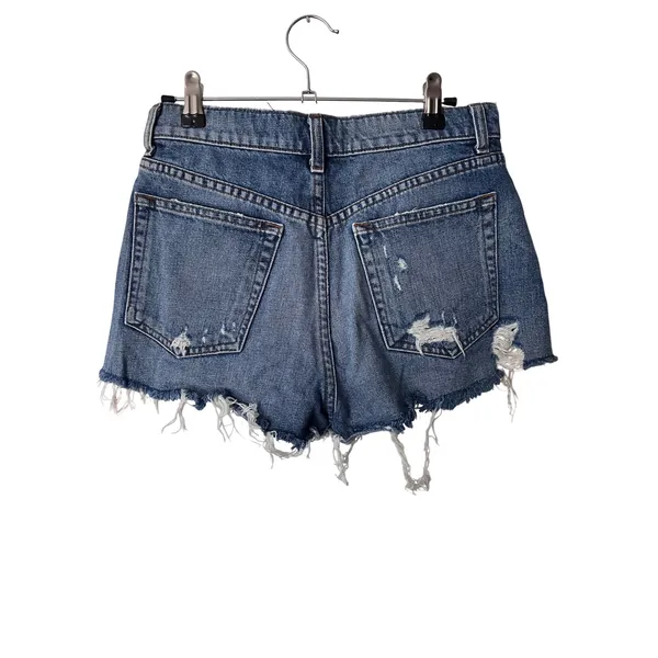 Reformation Dixie High Rise‎ Denim Shorts Medium Wash Distressed Cutoffs Size 26 - Image 5