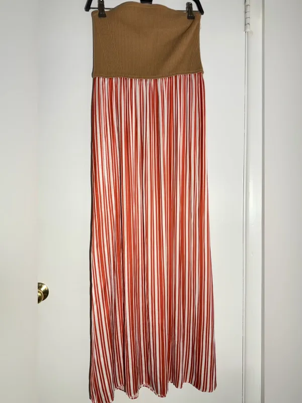 NWOT Anthropologie Red and Cream Striped Maxi Dress - Image 5