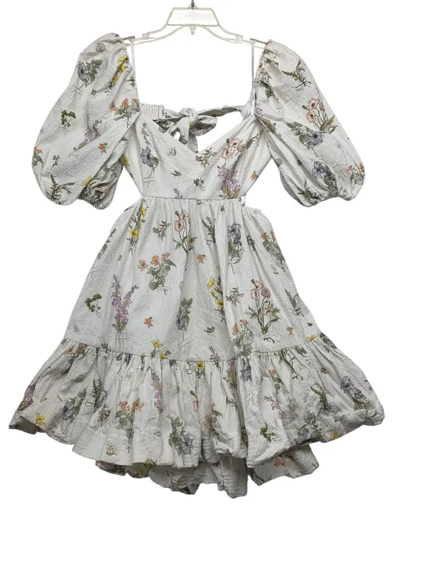 Zimmerman size 3 US size 8/10 White Floral Puff-Sleeve mini dress - Image 2