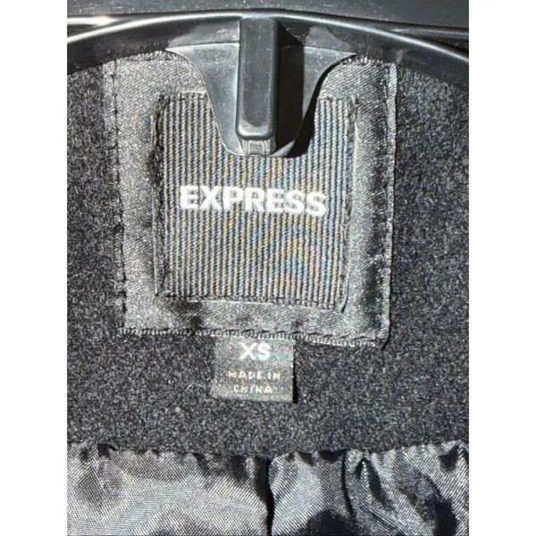Express Women’s Black Wool Blend Lined Winter Bomber Jacket Size XS (6747) - Image 5