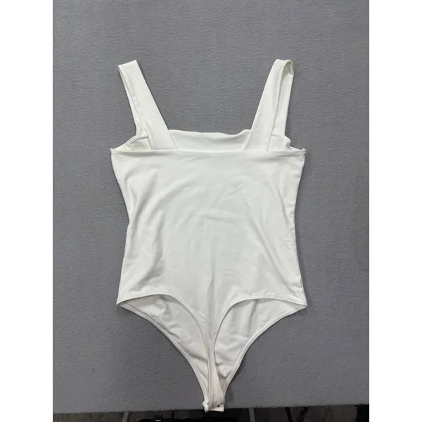 Abercrombie & Fitch‎ Bodysuit Large Soft A&F Collection White Square Neck Thong - Image 5