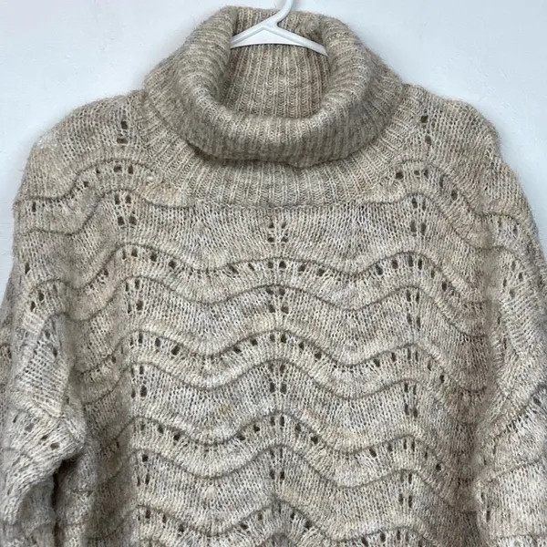 NWT * Nordstrom Oversized Chunky Longline Knit Cowl Neck Sweater in Oatmeal S/M - Image 3