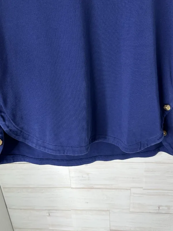Vineyard Vines‎ Womens Navy Blue Long Sleeve Top Button Accent Size Small - Image 2