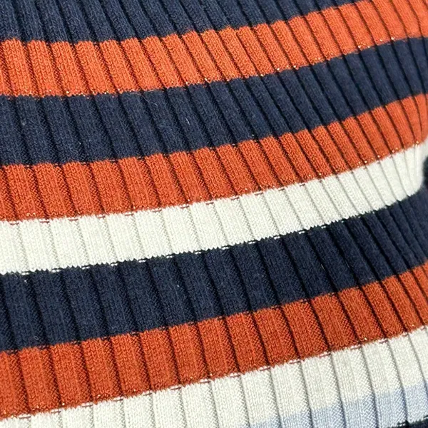 Bar III Striped Ribbed Bell Sleeve Sweater Medium Metallic Knit - Image 14