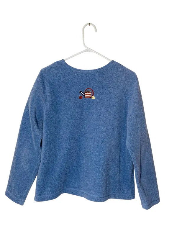 VINTAGE CROFT & BARROW Fleece Embroidered Granny Cardigan - Image 4