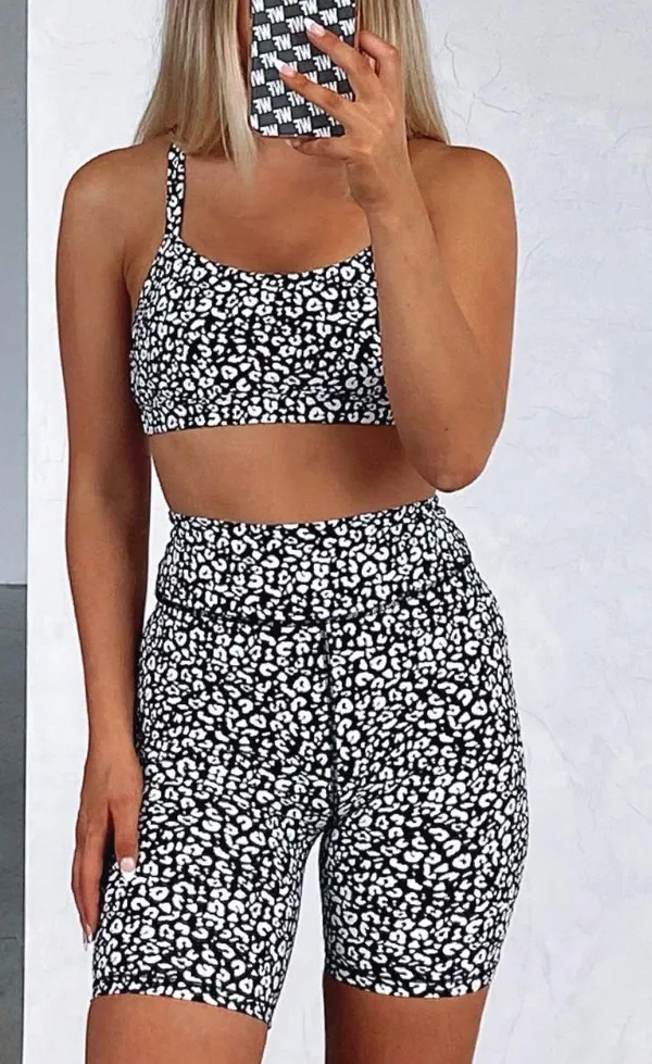 White Fox Black And White leopard print cycle shorts - Image 4