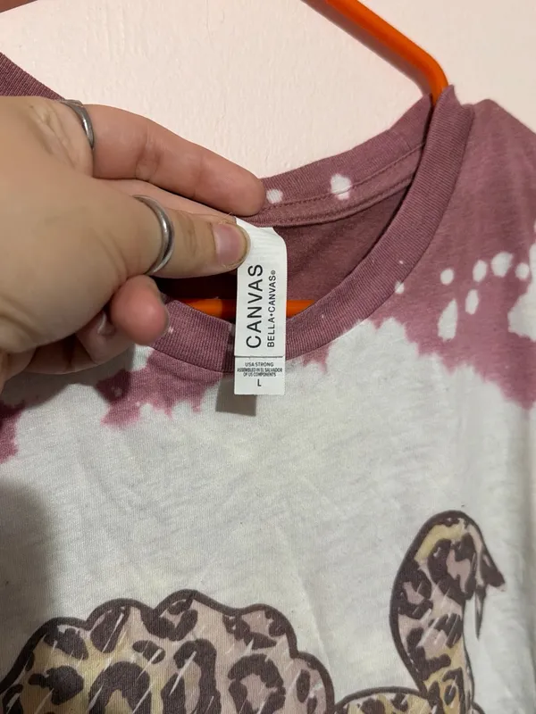 Bella Canvas Mauve and White Tie-Dye Kids Tee with Leopard Turkey Graphic - Image 3