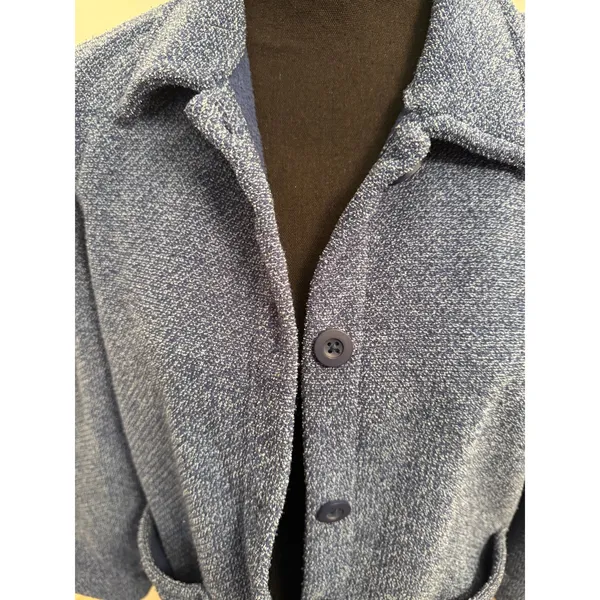 L.L. Bean Marled Blue Traveler Cardigan Button Front Sweater Jacket Pockets - Image 4