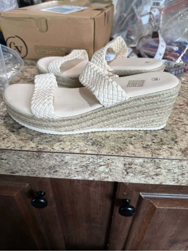 Woven Cream Platform Sandals for Women - Elevated Casual Style - Image 5