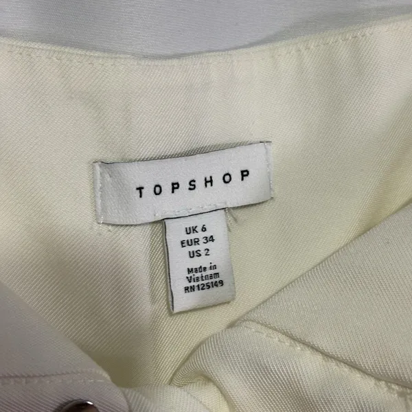Topshop Women’s Pleated Front White Crop Wide-leg Pants Size US 2 Culottes - Image 6
