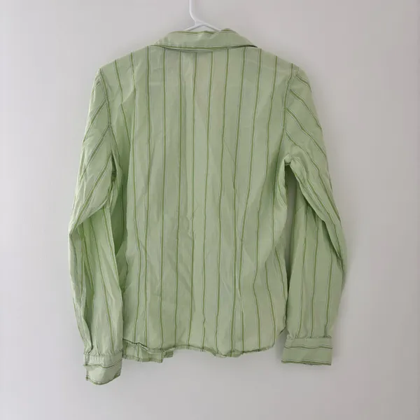 Eddie Bauer green striped button up shirt - Image 4
