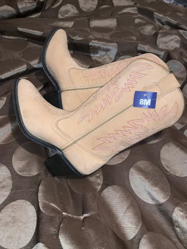 Tan Leather Point Toe Cowgirl Boots - Image 4