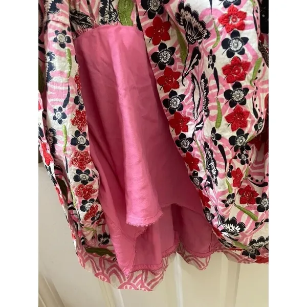 Anthropologie x Maeve Tiered Printed Mini Dress large EMBROIDERED SQUIGGLE - Image 6