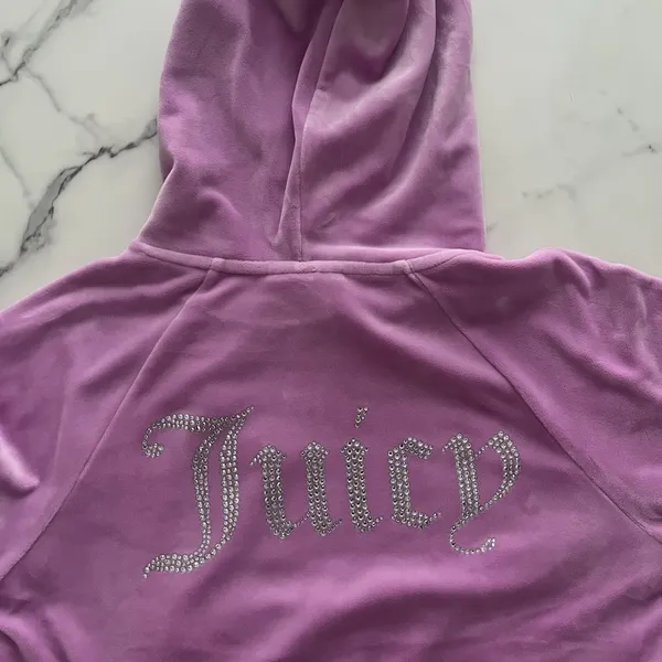 Juicy Couture OG Big Bling Crystal Logo Hoodie Jacket Pink Sz Small - Image 8