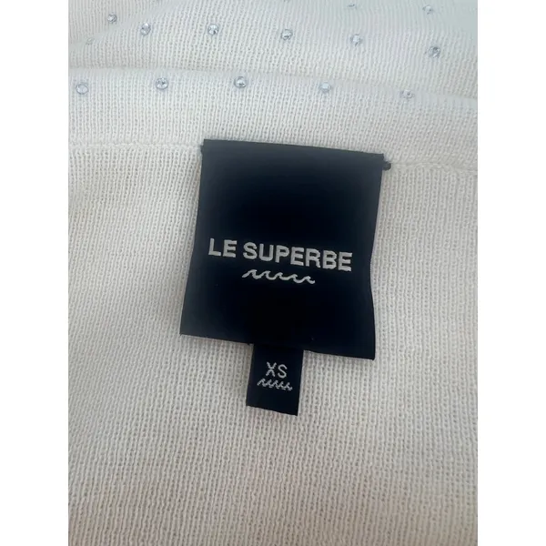 Le Superbe Aura Embellished Off-The-Shoulder‎ Sweater in Snow - Image 12