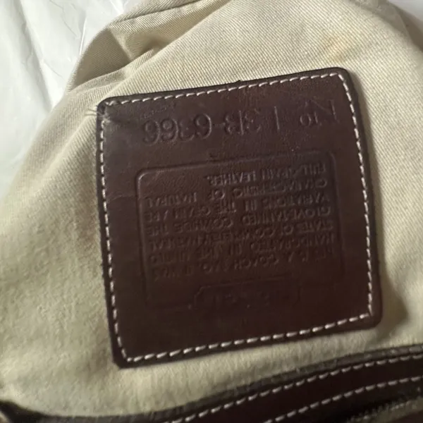 VTG Y2K Coach Signature C Canvas Leather Tote Bag Brown Tan 6366 - Image 10