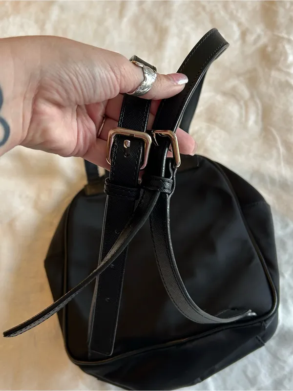 Kate Spade black mini nylon backpack gold hardware front pocket adjustable strap - Image 3