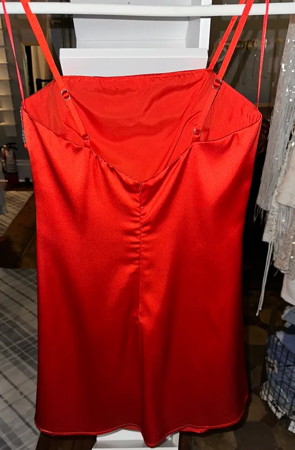 These Three Boutique Red With Silver Rhinestone Trimmed Mini Dress - Image 4