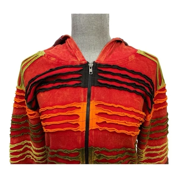 India Boutique Multi Color Women’s size M/L front zipper Rust hoodie Jacket - Image 6