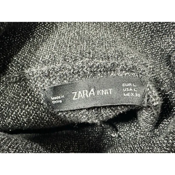 Zara Knit Women’s Gray Mock Neck Short Sleeve Sweater Top - Size L - Minimalist - Image 7
