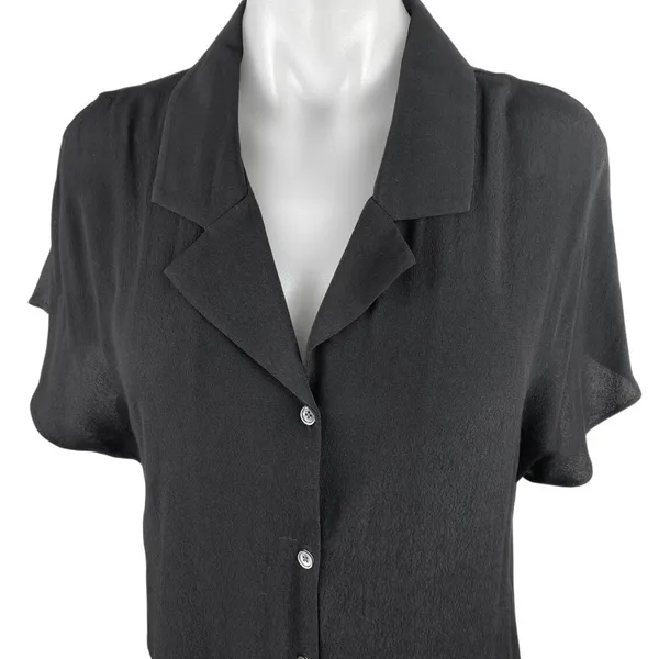 Aritzia Wilfred Free Black Short Sleeve Button Down Mini Shirt Dress Size S - Image 3