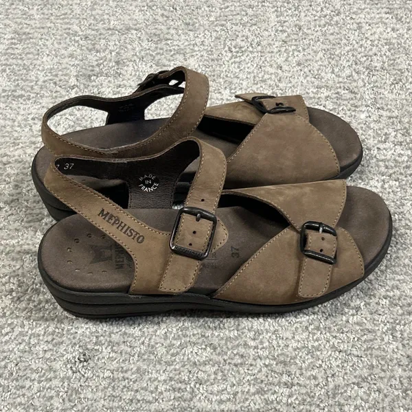 Mephisto Air Relax Sandals Women 6 Brown Leather Strap Buckle EU 37 Comfort - Image 6