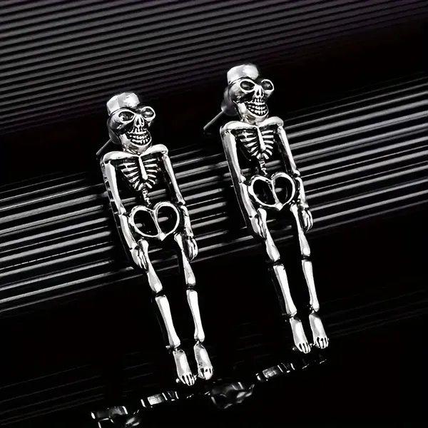 NEW skeleton earrings, punk jewelry, skeleton jewelry, goth jewelry, dangle - Image 3