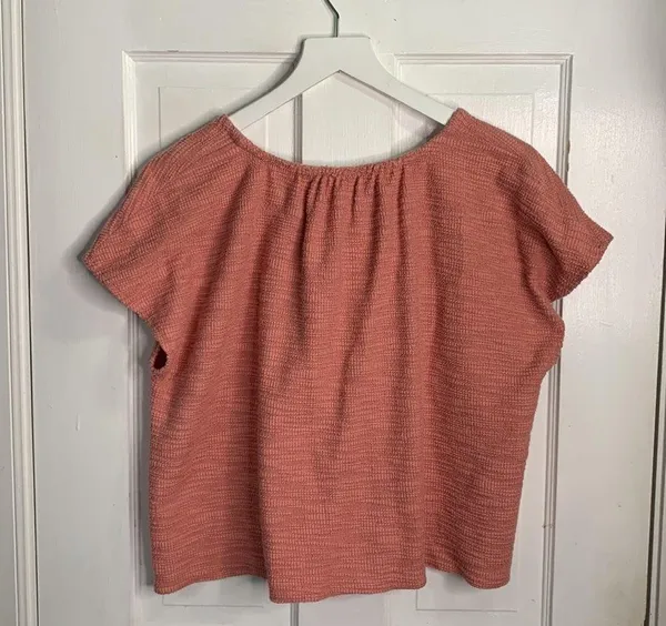 Madewell Ivy Textured Thread Knit Top Mauve Cap Sleeve Pullover W-497 Sz XL - Image 8