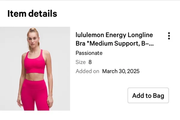 Lululemon Energy Longline Bra Medium Support B-D Cups - Image 4