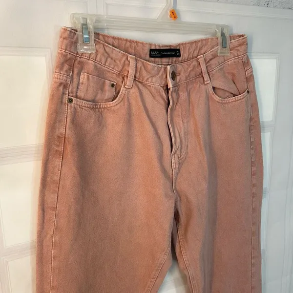 🔥🔥 5/$25 sale 🔥🔥 Zara pink mauve tapered leg denim Jeans Size 6 - Image 4