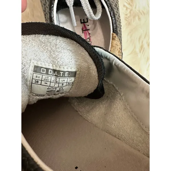D.A.T.E.‎ Curve Sneakers 7 Black Leather Glitter Snake Print Platform Shoes - Image 6