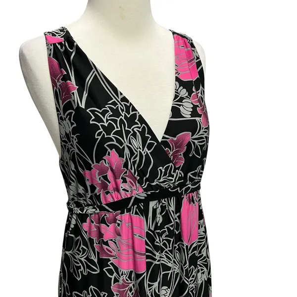 Ambrielle Y2K Pink Floral Maxi‎ Dress Empire Waist Open Back Tie Fairy Grunge M - Image 4