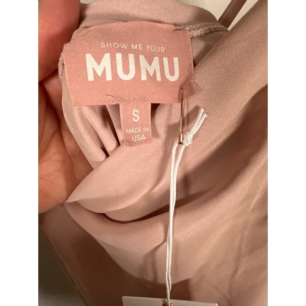 Show Me Your Mumu‎ Verona Cowl Neck Dress Dusty Pink Beige Chiffon Womens Size S - Image 9