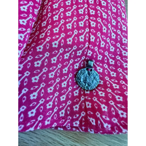 Maison Scotch Tiered Ruffle Mini Skirt Smocked Red Print Size 2 - Image 9