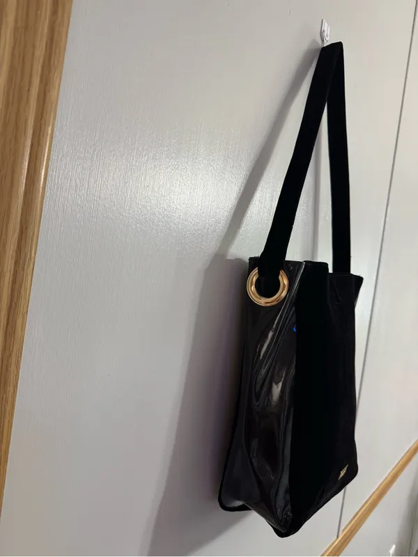 Carolina Herrera Good Girl Black Shoulder Tote with Velvet Front - Image 3