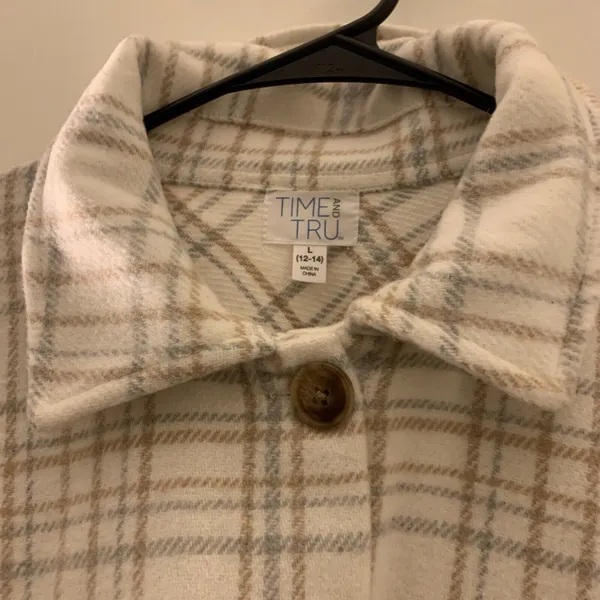 Time And Tru Women's Flannel Plaid Crop Jacket Shirt Shacket Size L 12-14 - Image 12