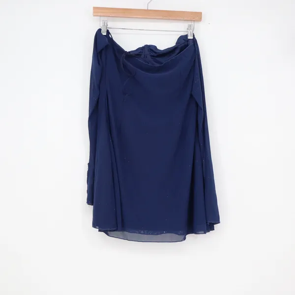 Navy Blue Glitter Mesh Bustier Mini Dress Strapless Underwire Large - Image 3